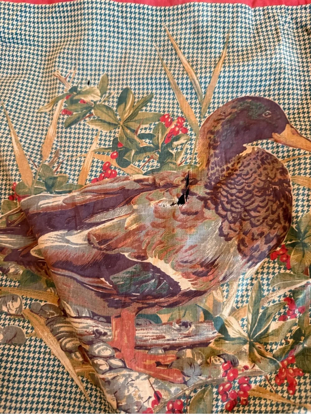 Pheasant Accent Pillow Cover in Red and Green